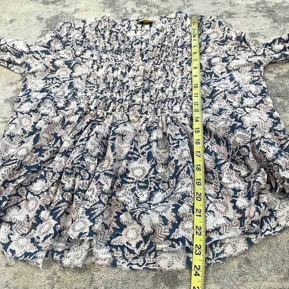 Roberta Roller Rabbit Shirred Pintuck Blouse Kurta Peasant Top Sz S - Picture 7 of 12